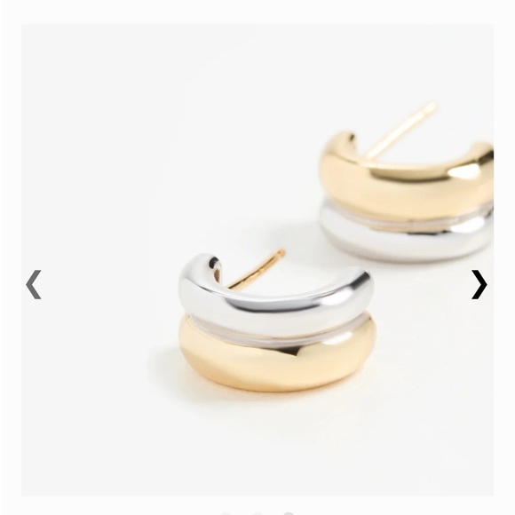 Brand new Shashi gold+silver hoops (incl. original suede envelope & trav… - Picture 1 of 4